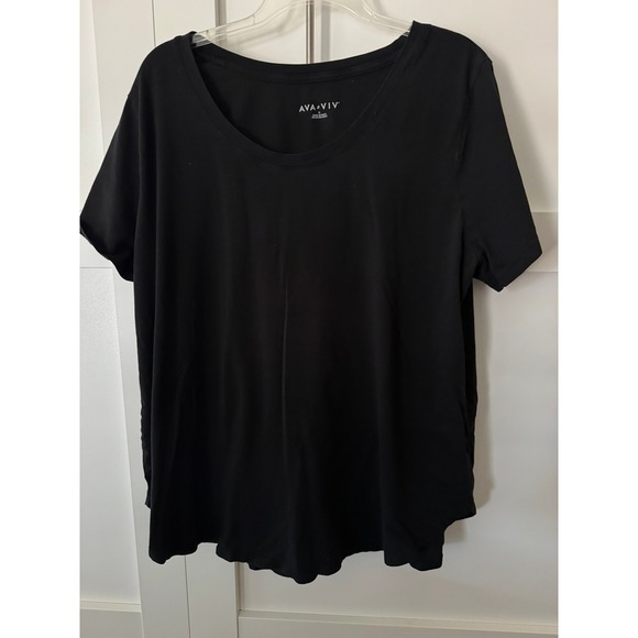 Ava & Viv Tops - Ava & Viv Womens 1X Black Scoop Neck Short Sleeve Cotton Modal Stretch Tee Shirt